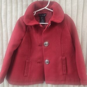 Cynthia Rowley Kids Red Bow-Back Pea Coat